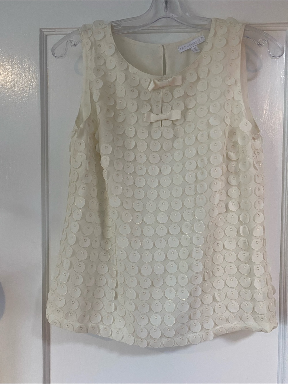 RSVP by Talbots Ivory Appliqué Sleeveless Tank Top
